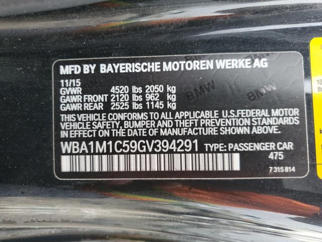 WBA1M1C59GV394291 - 2016 BMW M235I BLACK photo 12