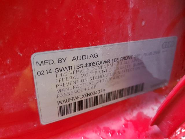 WAUFFAFLXEN034079 - 2014 AUDI A4 PREMIUM PLUS RED photo 13