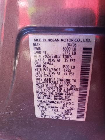 5N1AR18W06C655951 - 2006 NISSAN PATHFINDER LE 灰色 照片 12