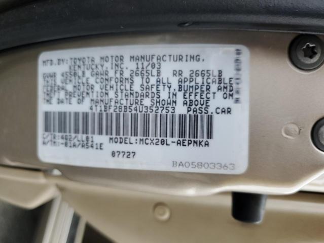 4T1BF28B54U352753 - 2004 TOYOTA AVALON XL TAN photo 12