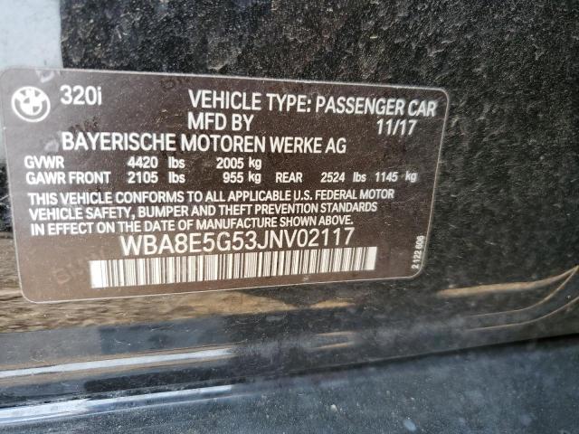 WBA8E5G53JNV02117 - 2018 BMW 320 XI BLACK photo 12