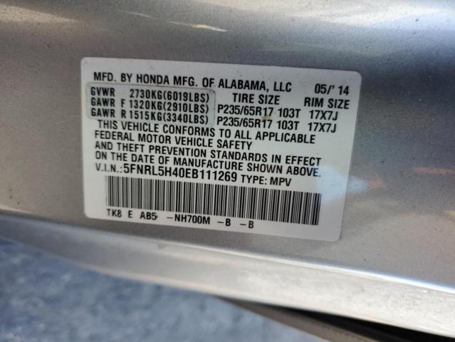 5FNRL5H40EB111269 - 2014 HONDA ODYSSEY EX SILVER photo 13