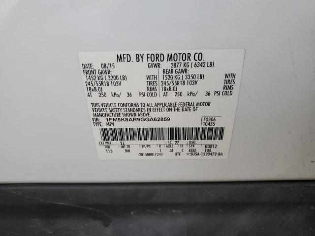 1FM5K8AR9GGA62859 - 2016 FORD EXPLORER POLICE INTERCEPTOR Ağ foto 12