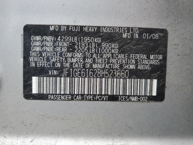 JF1GE61628H523660 - 2008 SUBARU IMPREZA 2.5I SILVER photo 12