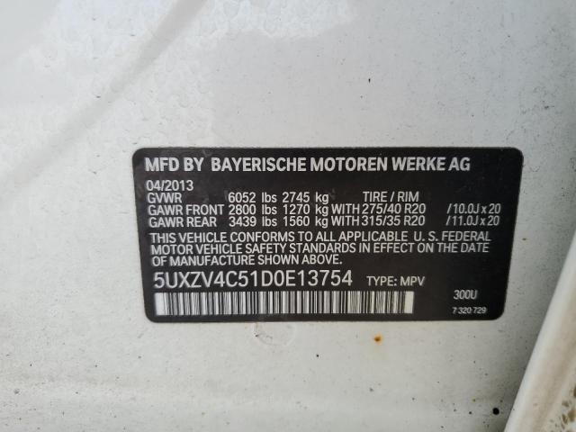 5UXZV4C51D0E13754 - 2013 BMW X5 XDRIVE35I WHITE photo 14