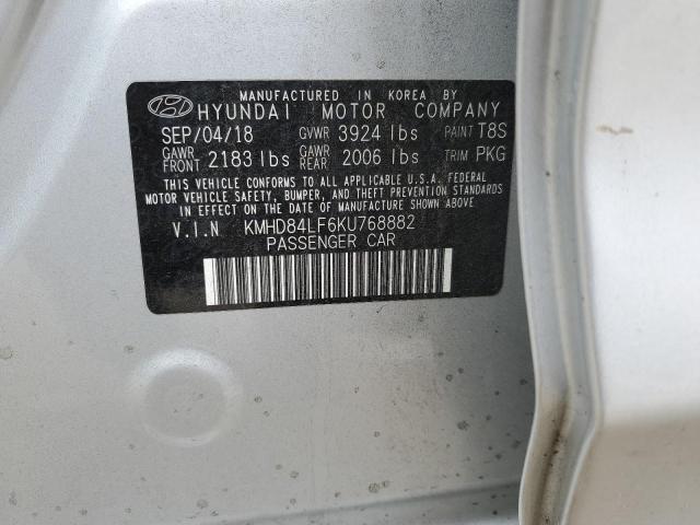 KMHD84LF6KU768882 - 2019 HYUNDAI ELANTRA SEL SILVER photo 12