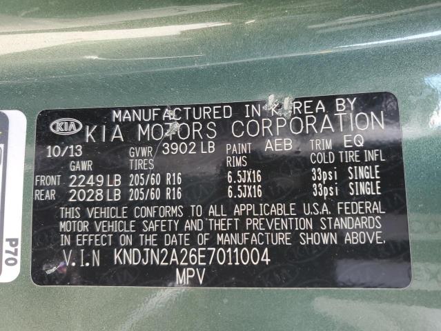 KNDJN2A26E7011004 - 2014 KIA SOUL GREEN photo 12