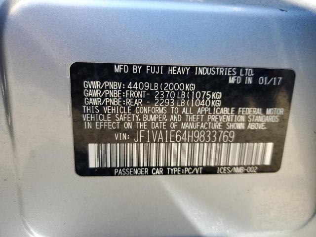 JF1VA1E64H9833769 - 2017 SUBARU WRX PREMIUM SILVER photo 12