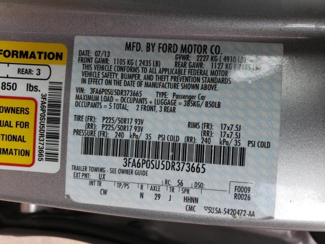 3FA6P0SU5DR373665 - 2013 FORD FUSION TITANIUM PHEV SILVER photo 13