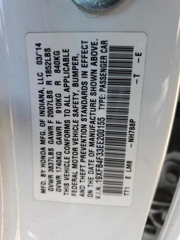 19XFB4F33EE200155 - 2014 HONDA CIVIC HYBRID L WHITE photo 12