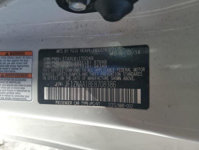 JF1ZNAA18E8708386 - 2014 TOYOTA SCION FR-S WHITE photo 12