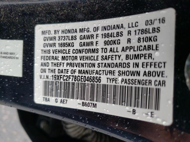 19XFC2F78GE046856 - 2016 HONDA CIVIC EX BLUE photo 12