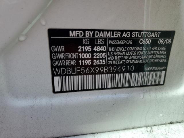 WDBUF56X99B394910 - 2009 MERCEDES-BENZ E 350 WHITE photo 12