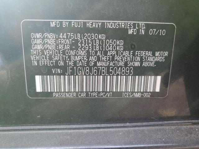 JF1GV8J67BL504893 - 2011 SUBARU IMPREZA WRX STI GRAY photo 12