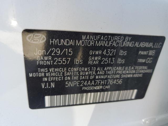 5NPE24AA7FH176456 - 2015 HYUNDAI SONATA ECO WHITE photo 12