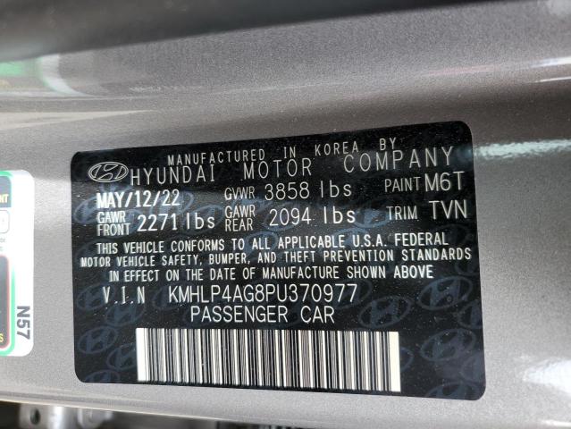 KMHLP4AG8PU370977 - 2023 HYUNDAI ELANTRA LIMITED GRAY photo 12