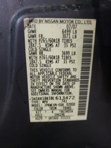 5N1BR18B38C613472 - 2008 NISSAN PATHFINDER LE 灰色 照片 13