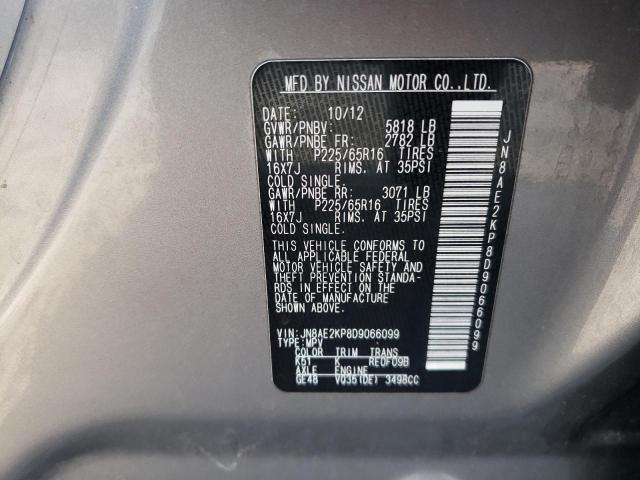 JN8AE2KP8D9066099 - 2013 NISSAN QUEST S GRAY photo 13