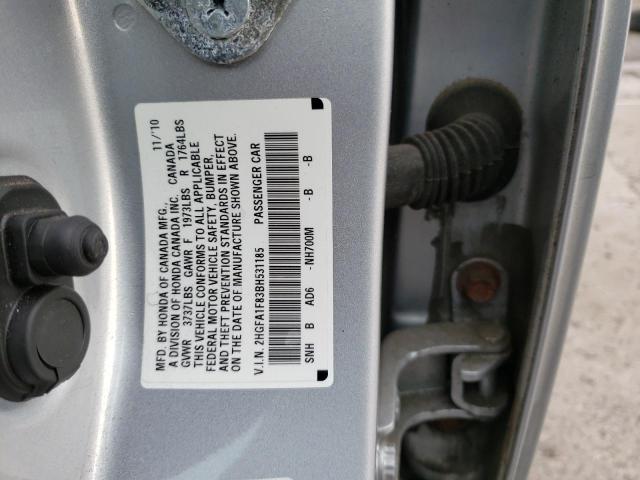 2HGFA1F83BH531185 - 2011 HONDA CIVIC EX SILVER photo 12