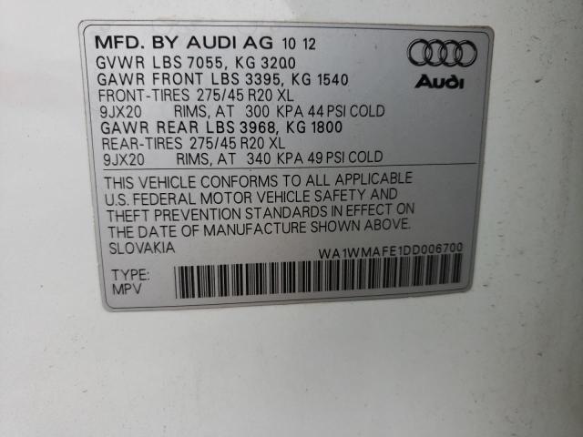 WA1WMAFE1DD006700 - 2013 AUDI Q7 PRESTIGE WHITE photo 13