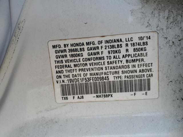 19VDE1F53FE009845 - 2015 ACURA ILX 20 PREMIUM WHITE photo 12