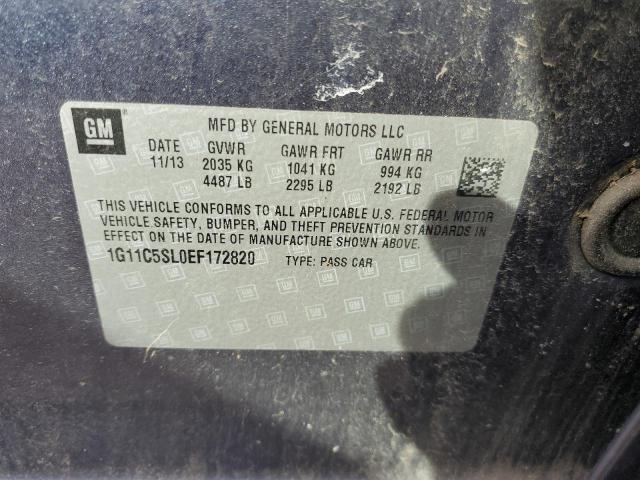 1G11C5SL0EF172820 - 2014 CHEVROLET MALIBU 1LT ლურჯი ფოტო 12