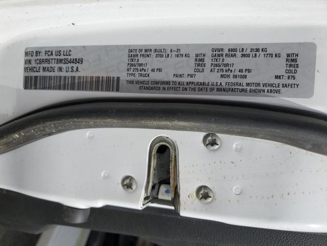 1C6RR6TT8MS544849 - 2021 RAM 1500 CLASS SLT თეთრი ფოტო 13
