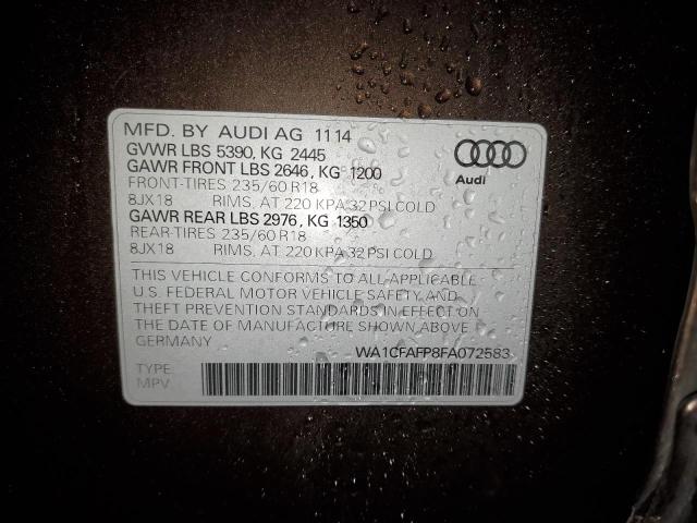 WA1CFAFP8FA072583 - 2015 AUDI Q5 PREMIUM BROWN photo 12