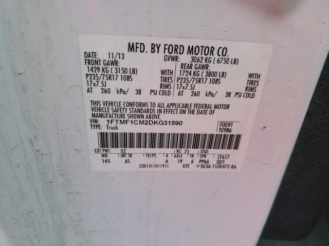 1FTMF1CM2DKG31590 - 2013 FORD F150 WHITE photo 12