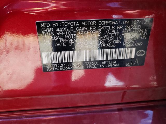 JTHBF5C28C5182456 - 2012 LEXUS IS 250 RED photo 12