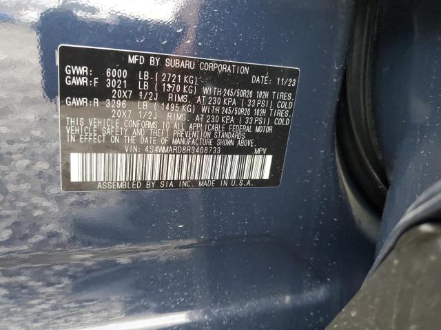 4S4WMARD8R3408733 - 2024 SUBARU ASCENT LIMITED BLUE photo 13