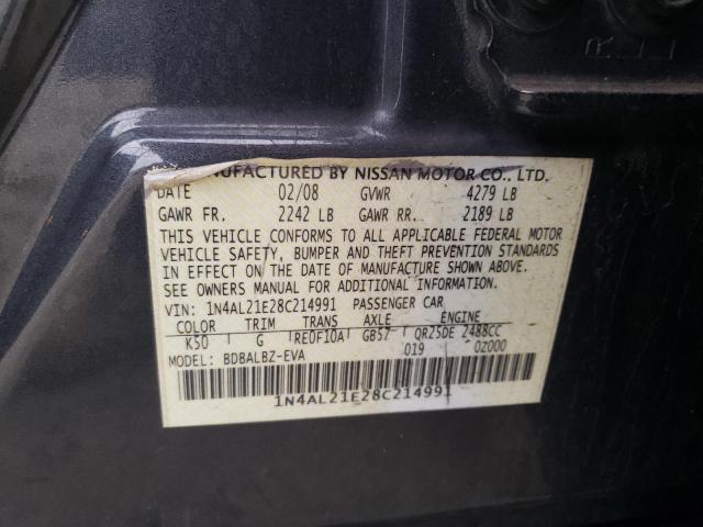 1N4AL21E28C214991 - 2008 NISSAN ALTIMA 2.5 GRAY photo 12