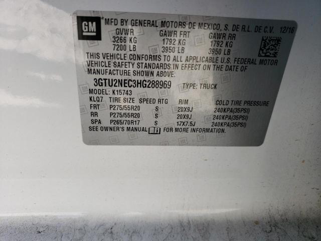 3GTU2NEC3HG288969 - 2017 GMC SIERRA K1500 SLT WHITE photo 12