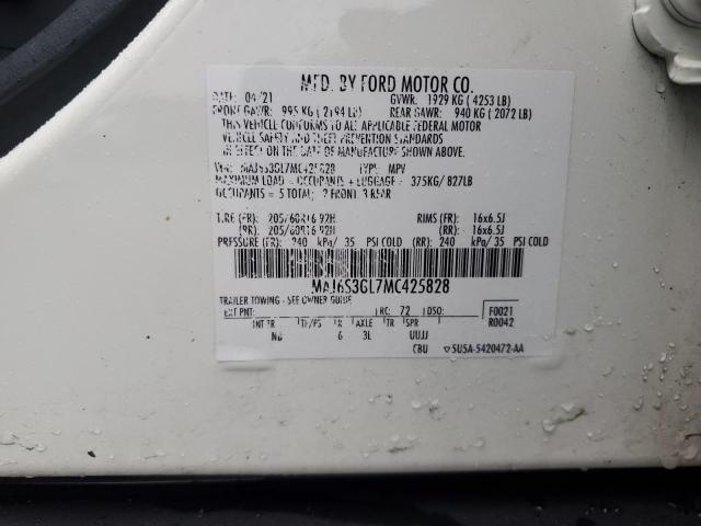 MAJ6S3GL7MC425828 - 2021 FORD ECOSPORT SE თეთრი ფოტო 13