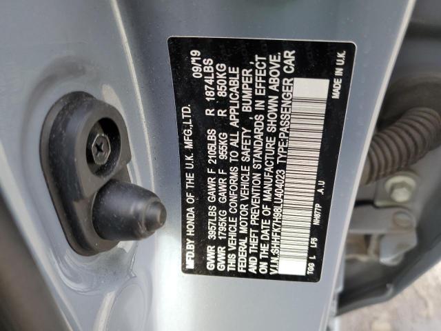 SHHFK7H98LU404023 - 2020 HONDA CIVIC SPORT TOURING BLUE photo 13