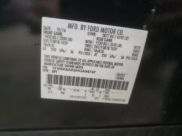 1FM5K8AR2HGA94747 - 2017 FORD EXPLORER POLICE INTERCEPTOR 黑色 照片 14