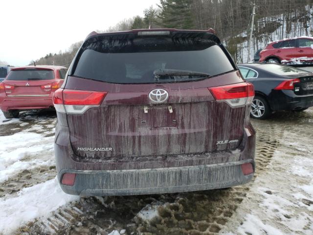 5TDJZRFH1KS708267 - 2019 TOYOTA HIGHLANDER SE BURGUNDY photo 6