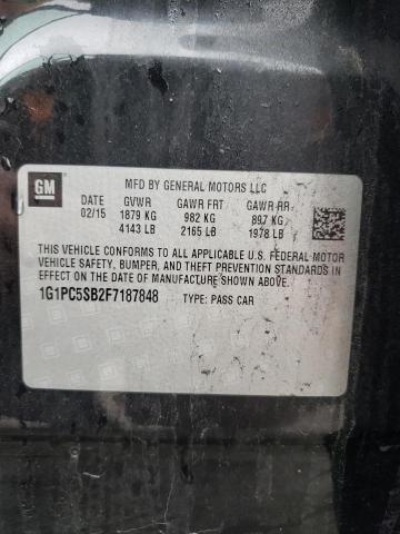 1G1PC5SB2F7187848 - 2015 CHEVROLET CRUZE LT BLACK photo 12