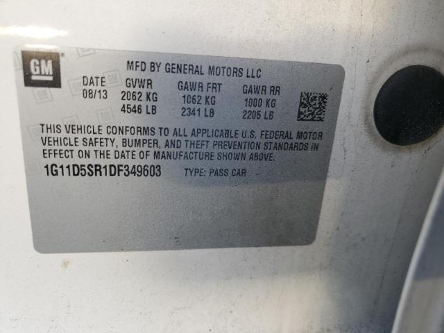 1G11D5SR1DF349603 - 2013 CHEVROLET MALIBU 1LT WHITE photo 12