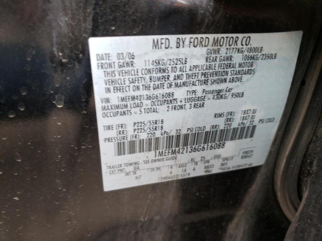 1MEFM42136G616088 - 2006 MERCURY MONTEGO PR 黑色 照片 12