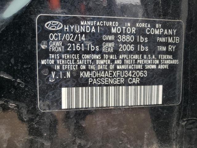 KMHDH4AEXFU342063 - 2015 HYUNDAI ELANTRA SE BLACK photo 12