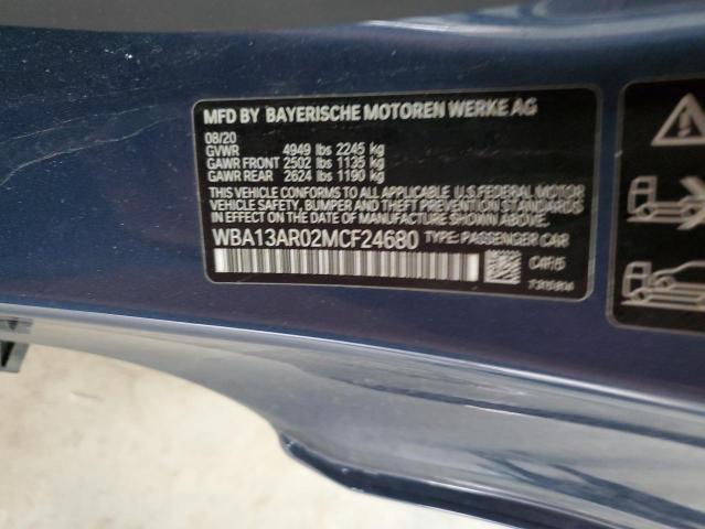 WBA13AR02MCF24680 - 2021 BMW M440XI BLUE photo 12