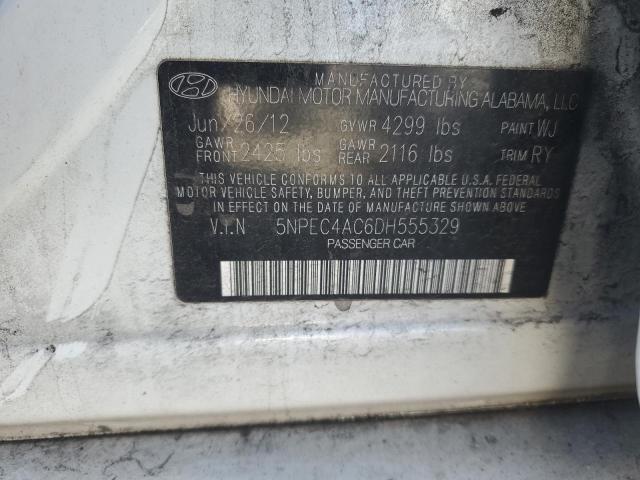 5NPEC4AC6DH555329 - 2013 HYUNDAI SONATA SE WHITE photo 12