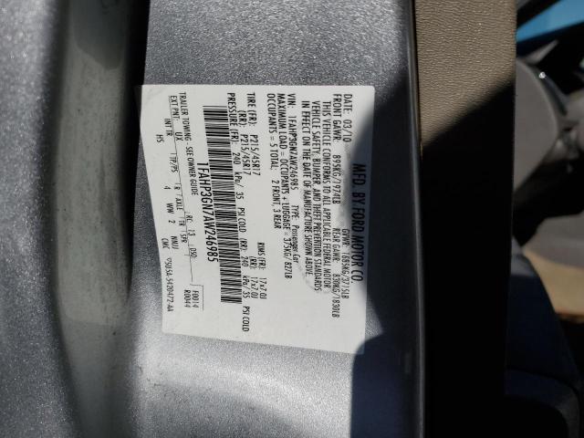 1FAHP3GN7AW246985 - 2010 FORD FOCUS SES SILVER photo 12
