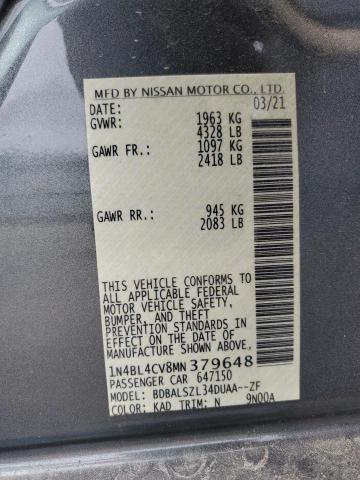 1N4BL4CV8MN379648 - 2021 NISSAN ALTIMA SR CHARCOAL photo 12