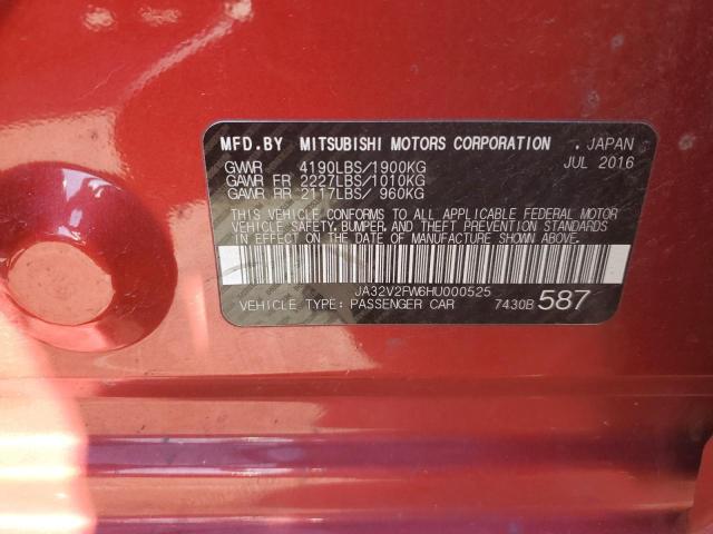 JA32V2FW6HU000525 - 2017 MITSUBISHI LANCER ES RED photo 13