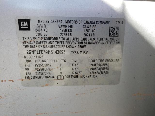 2GNFLFE39H6143093 - 2017 CHEVROLET EQUINOX LT SILVER photo 13