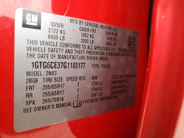 1GTG6CE37G1103177 - 2016 GMC CANYON SLE RED photo 12