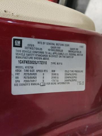 1GKFK63828J172310 - 2008 GMC YUKON DENALI RED photo 13