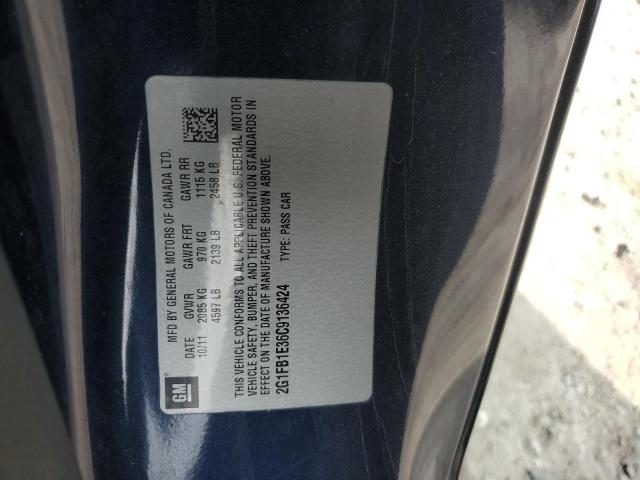 2G1FB1E36C9136424 - 2012 CHEVROLET CAMARO LT BLUE photo 12